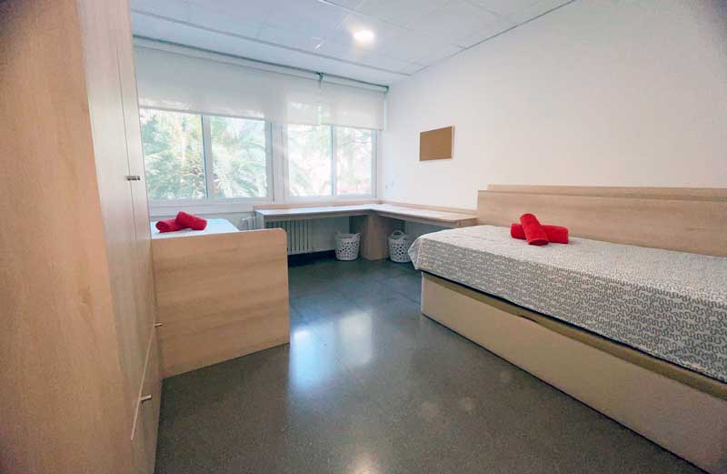 Habitación doble de la residencia Anunciata de Valencia