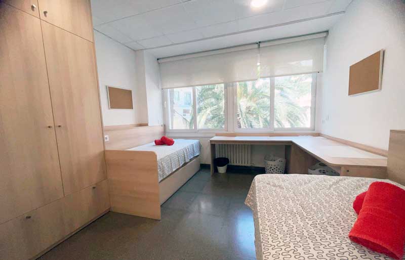 Habitación doble de la residencia Anunciata de Valencia