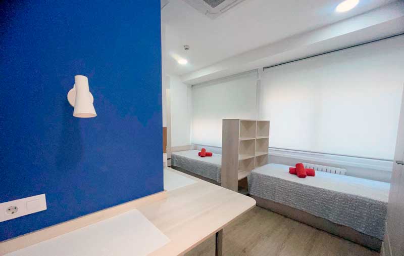 Habitación doble de la residencia Anunciata de Valencia