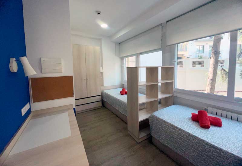 Habitación doble de la residencia Anunciata de Valencia